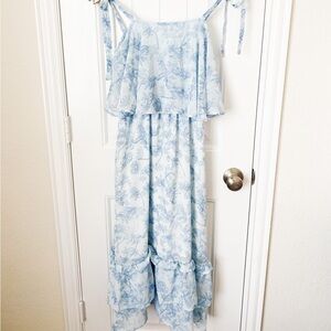 SHEIN Blue Pattern Midi Tank Dress Size Small